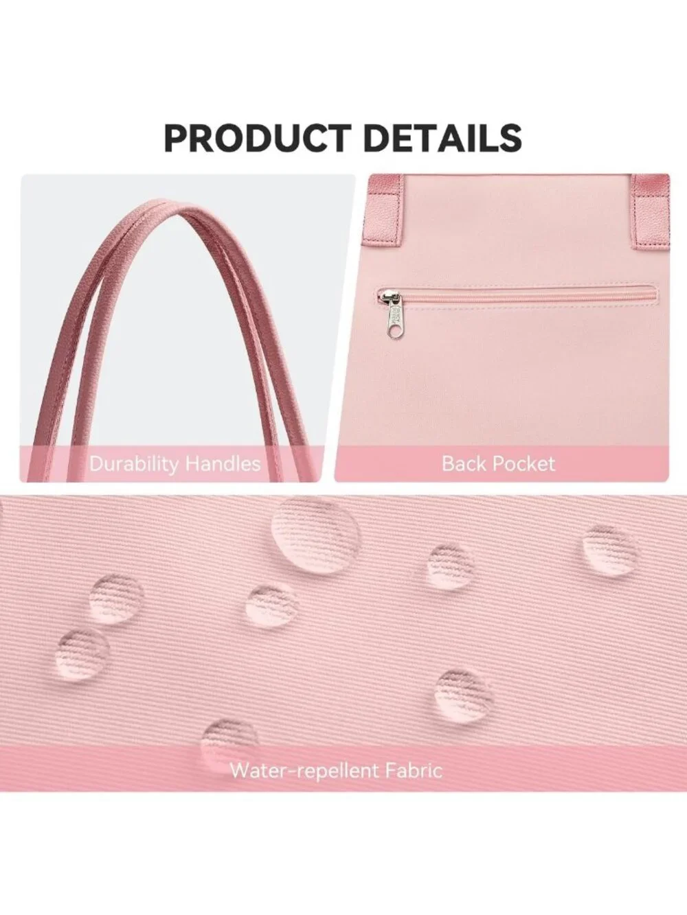 Spacious Nylon Tote Bag for Women, Large Capacity Foldable Hobo Purse, Pink